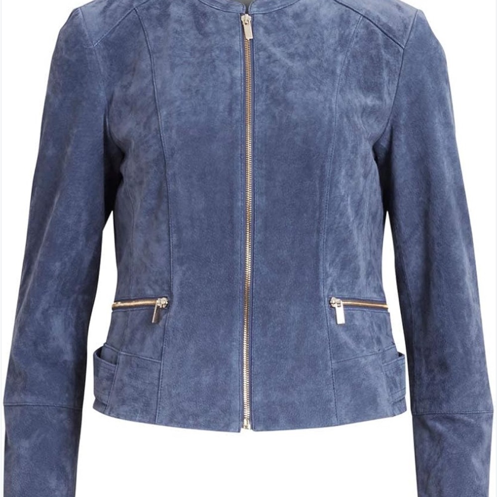 VILA Women's Blue Leather Jacket